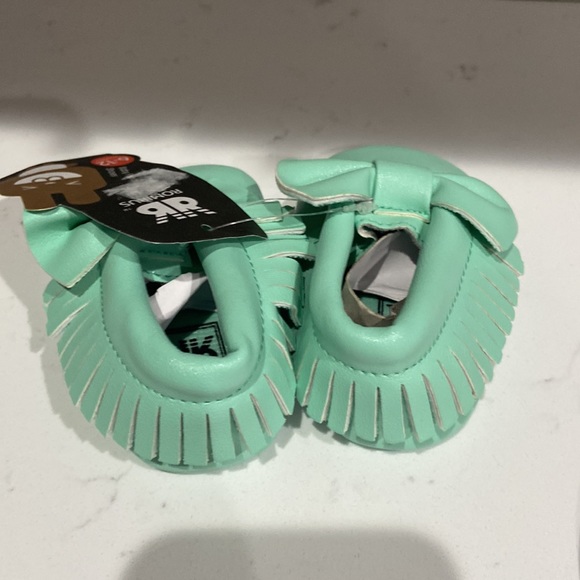Romirus baby shoes Moccasins bows fringe 2 pairs NWT mint & shimmery pink size 2 - Picture 10 of 11